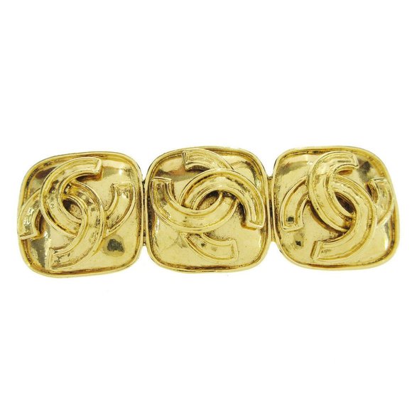 CHANEL Triple CC Charm Brooch Pin Corsage Gold-Tone 94P Authentic 13099 - Picture 1 of 4
